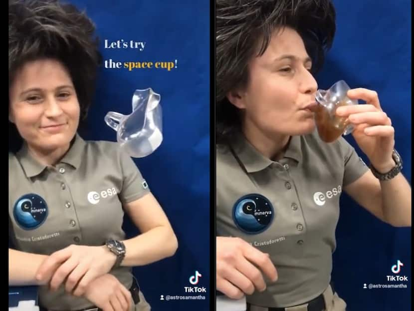 European Space Agency ESA Astronaut Samantha Cristoforetti Shows What Drinking Coffee In Space Looks Like Watch Video