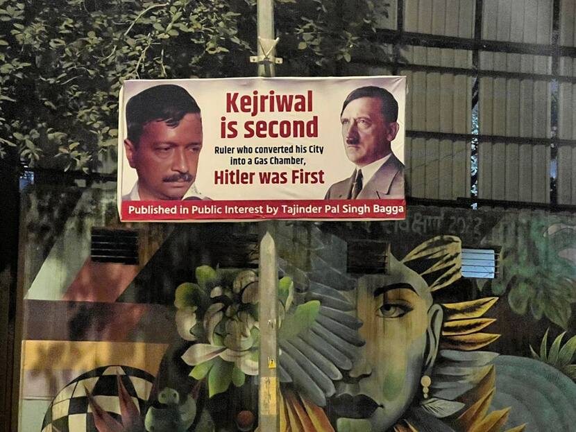 BJP Poster Compares Kejriwal To Hitler Over Delhi Pollution