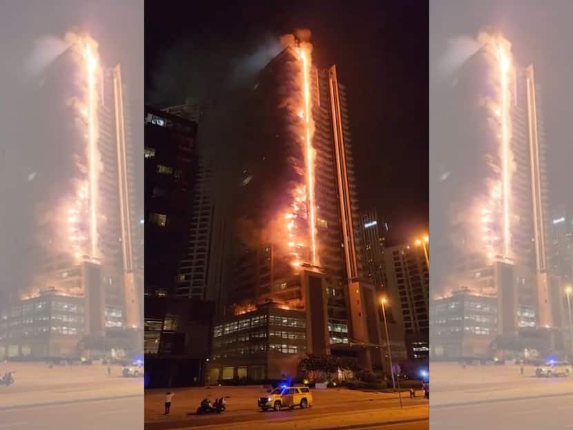 Massive Fire In Dubai Highrise Near Burj Khalifa. Watch Video